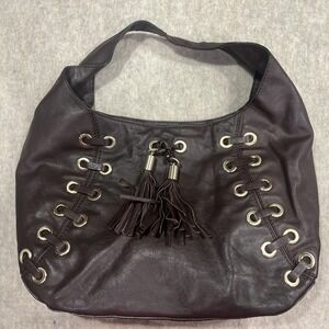 Michael Kors Dark Chocolate Astor Leather Tote Bag Top Zip Close Gold Hobo